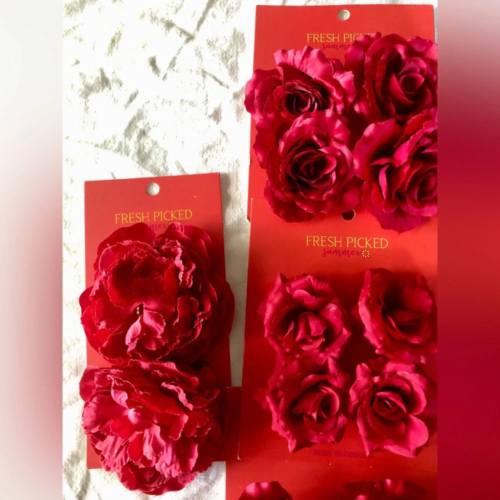 Fresh Picked Summer Jo-Anne’s stock, Red Purple Rose Blossoms Craft Weddings NWT